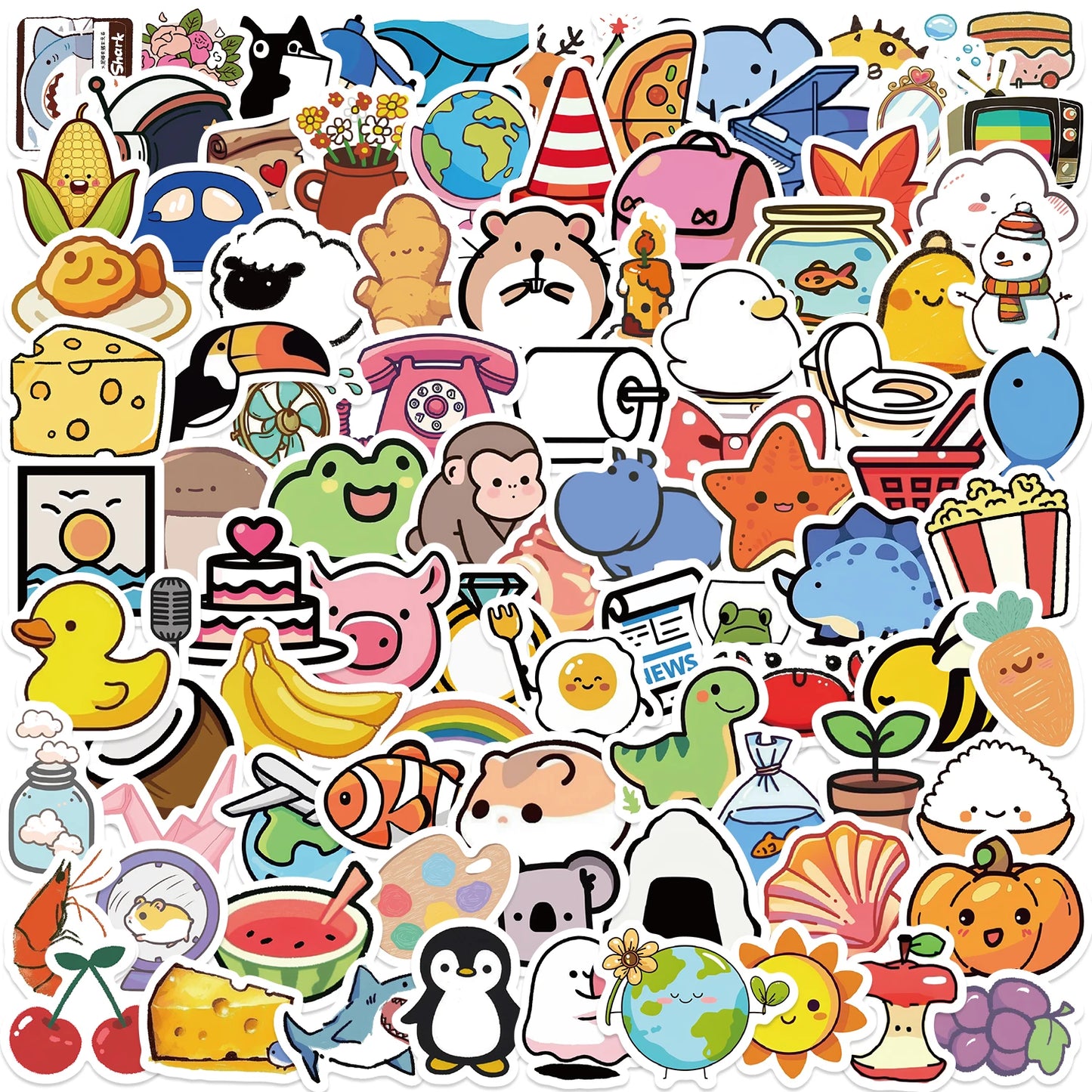 50pcs Cute Childrens Book Paintings Animals Stickers Aesthetic Decal Luggage Skateboard Cute Graffiti Girl Boy Sticker Toys