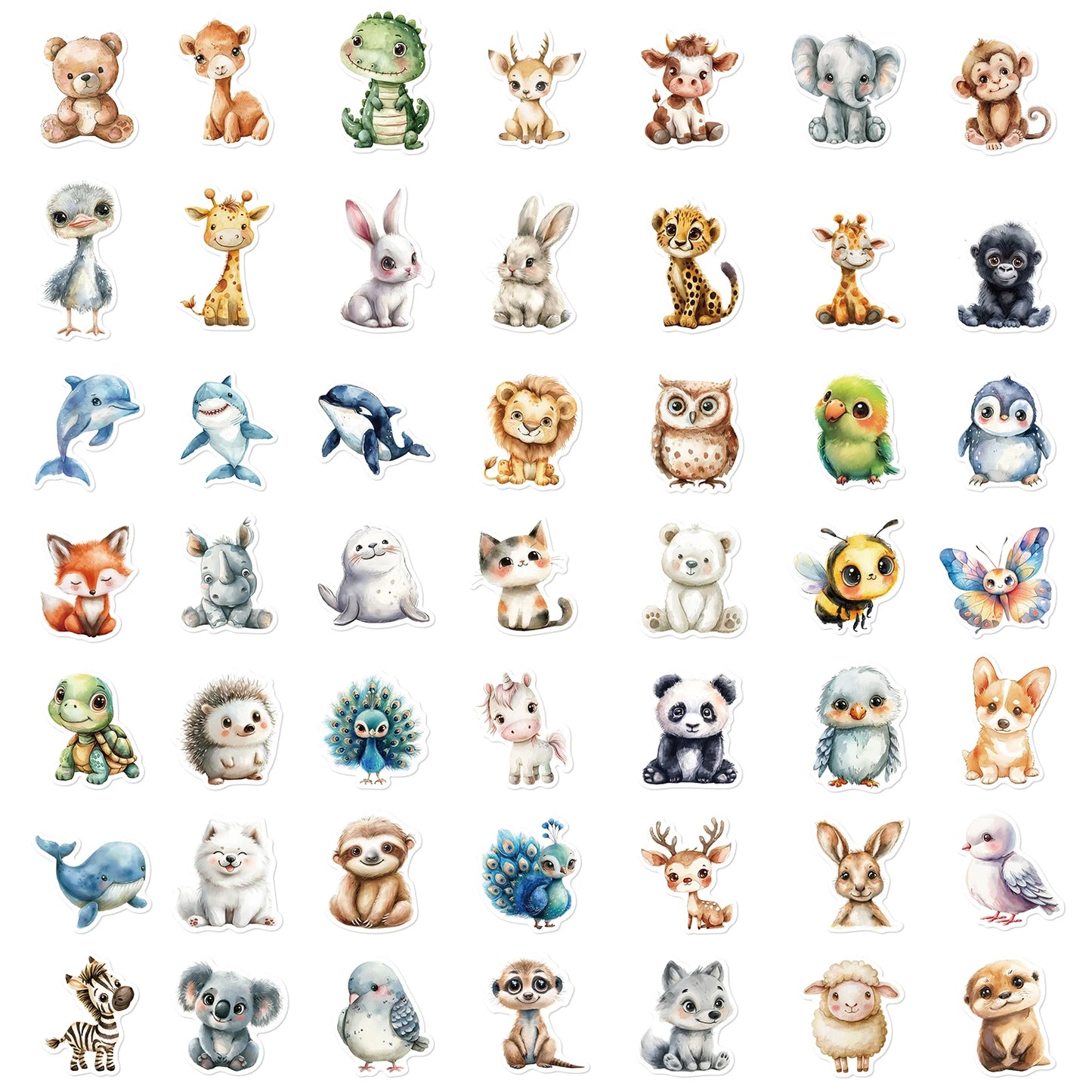 50pcs Cute Childrens Book Paintings Animals Stickers Aesthetic Decal Luggage Skateboard Cute Graffiti Girl Boy Sticker Toys