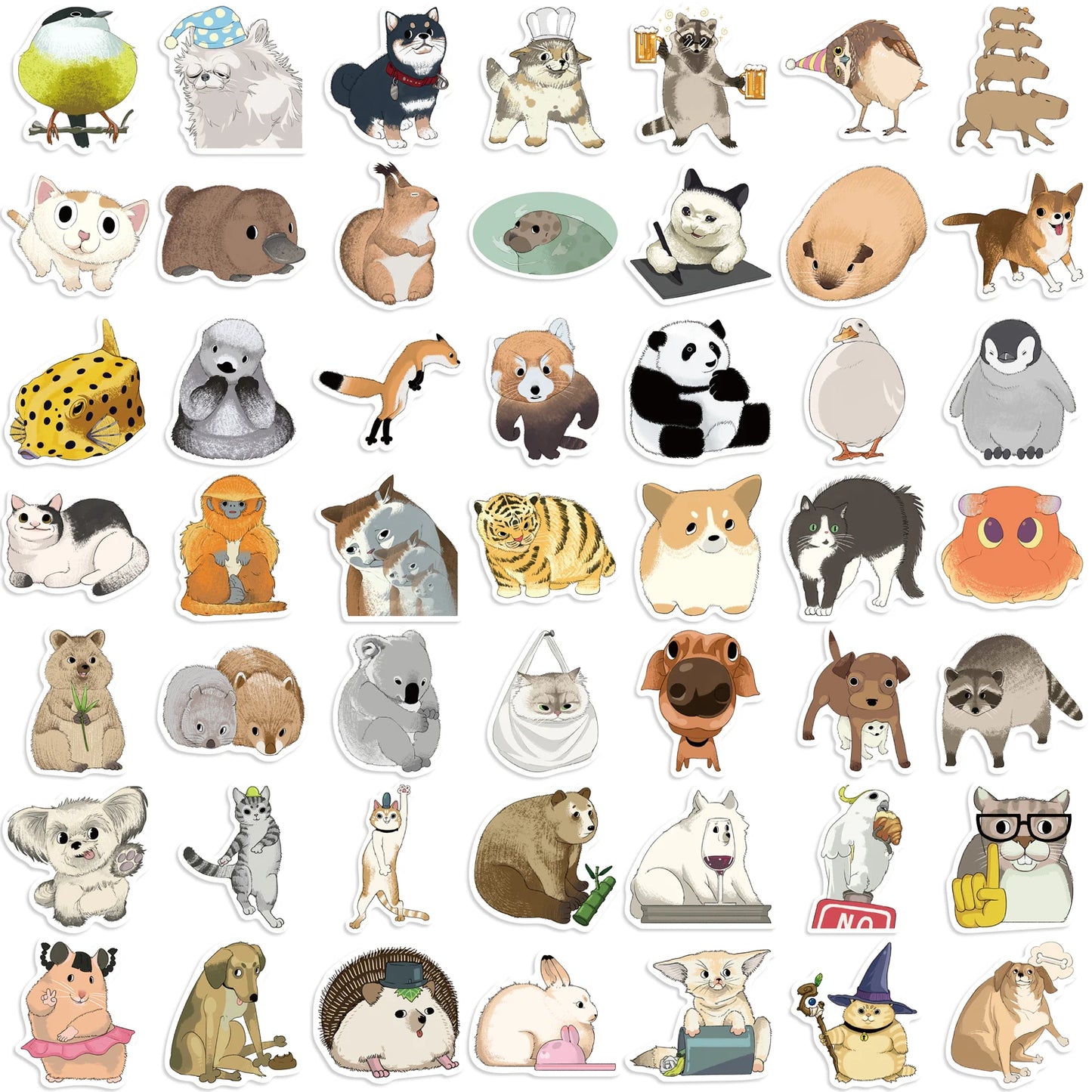 50pcs Cute Childrens Book Paintings Animals Stickers Aesthetic Decal Luggage Skateboard Cute Graffiti Girl Boy Sticker Toys