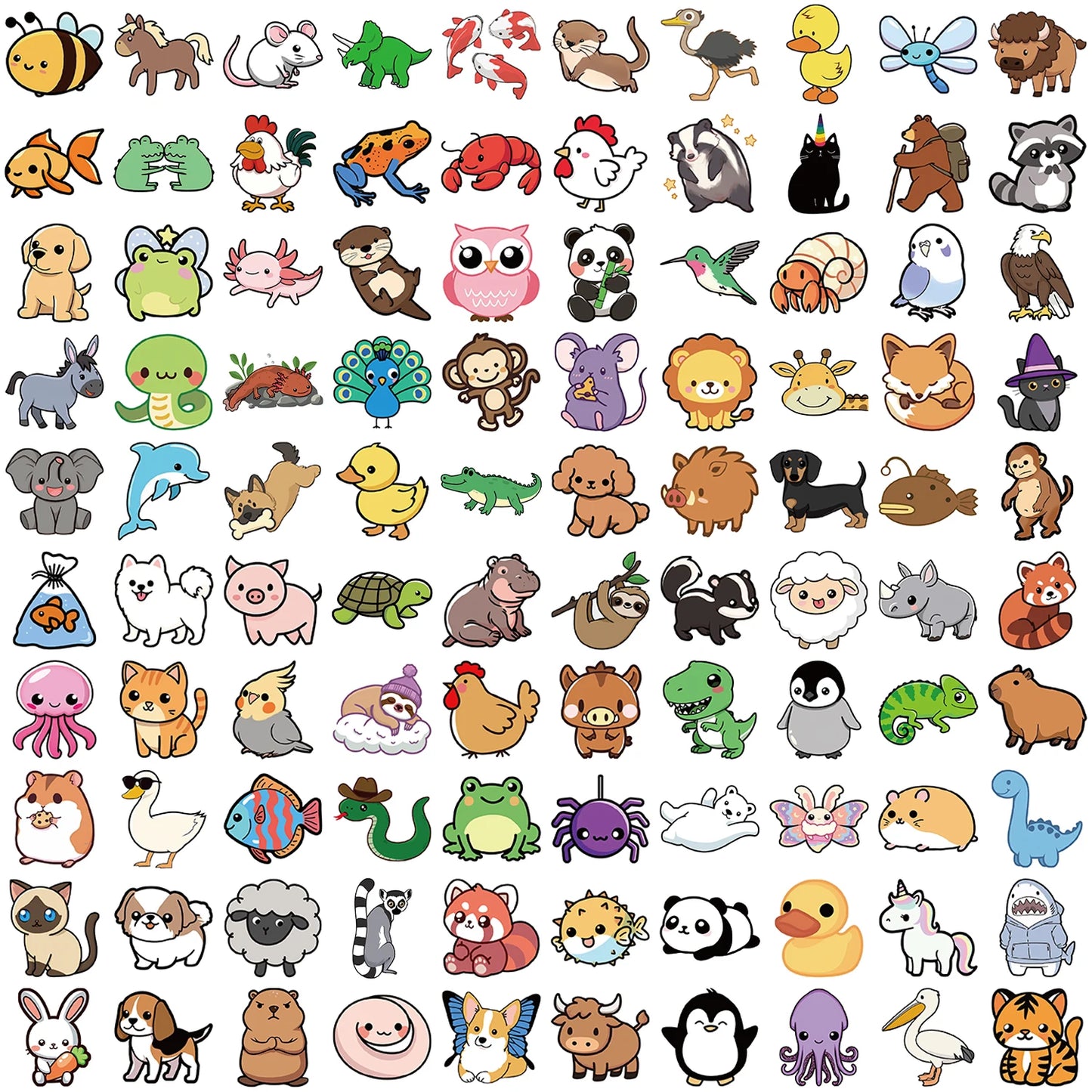 50pcs Cute Childrens Book Paintings Animals Stickers Aesthetic Decal Luggage Skateboard Cute Graffiti Girl Boy Sticker Toys
